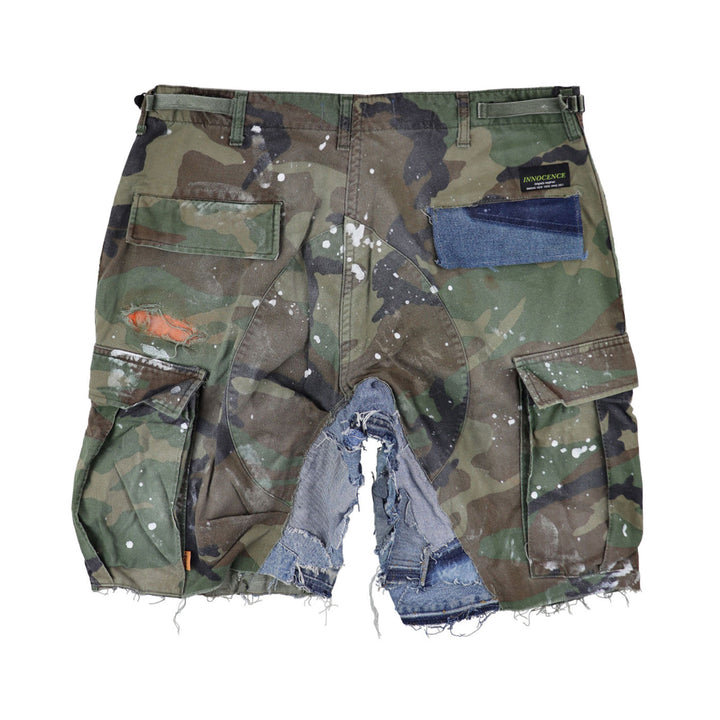 CAMO PAINT DENIM SHORTS