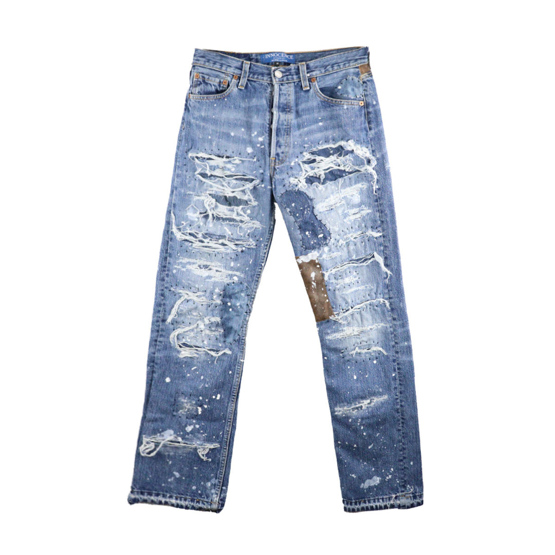 INNOCENCE NY - LEATHER DENIM PANTS -DENIM 30-