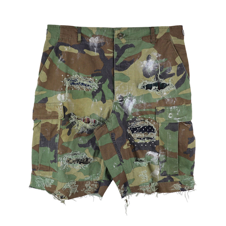 SASHIKO DAMAGE CAMO SHORTS