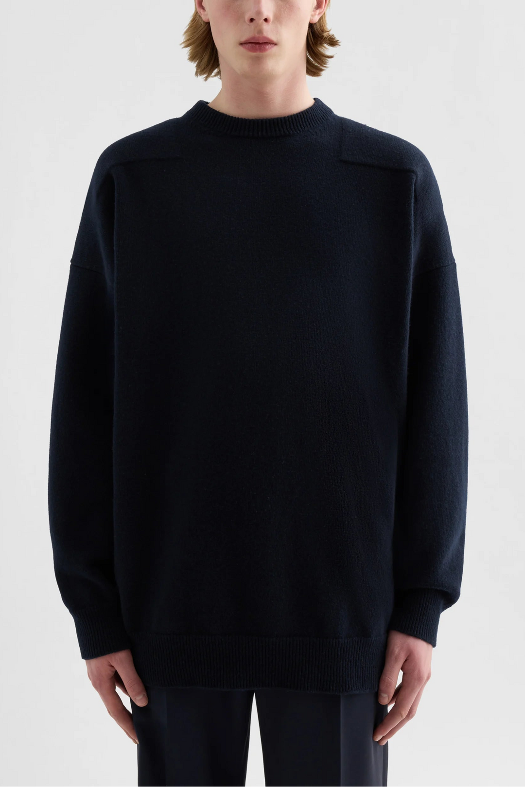 Wool-blend crew neck sweater