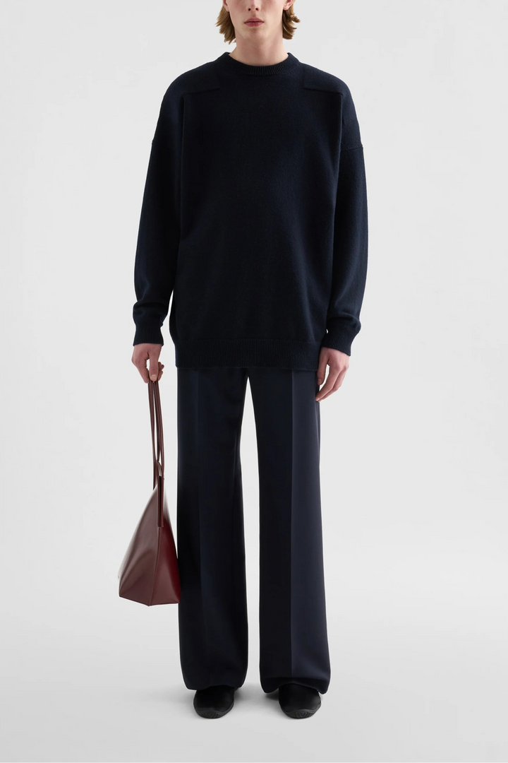 Wool-blend crew neck sweater