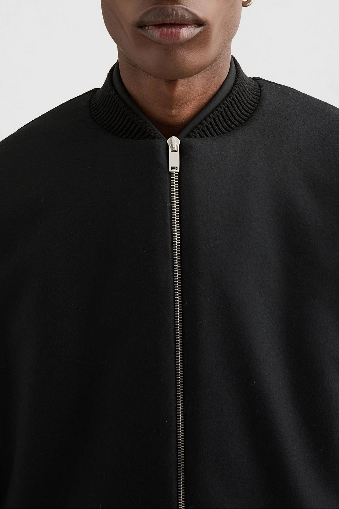 Wool Melton Padded Bomber Jacket