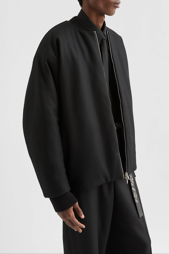 Wool Melton Padded Bomber Jacket