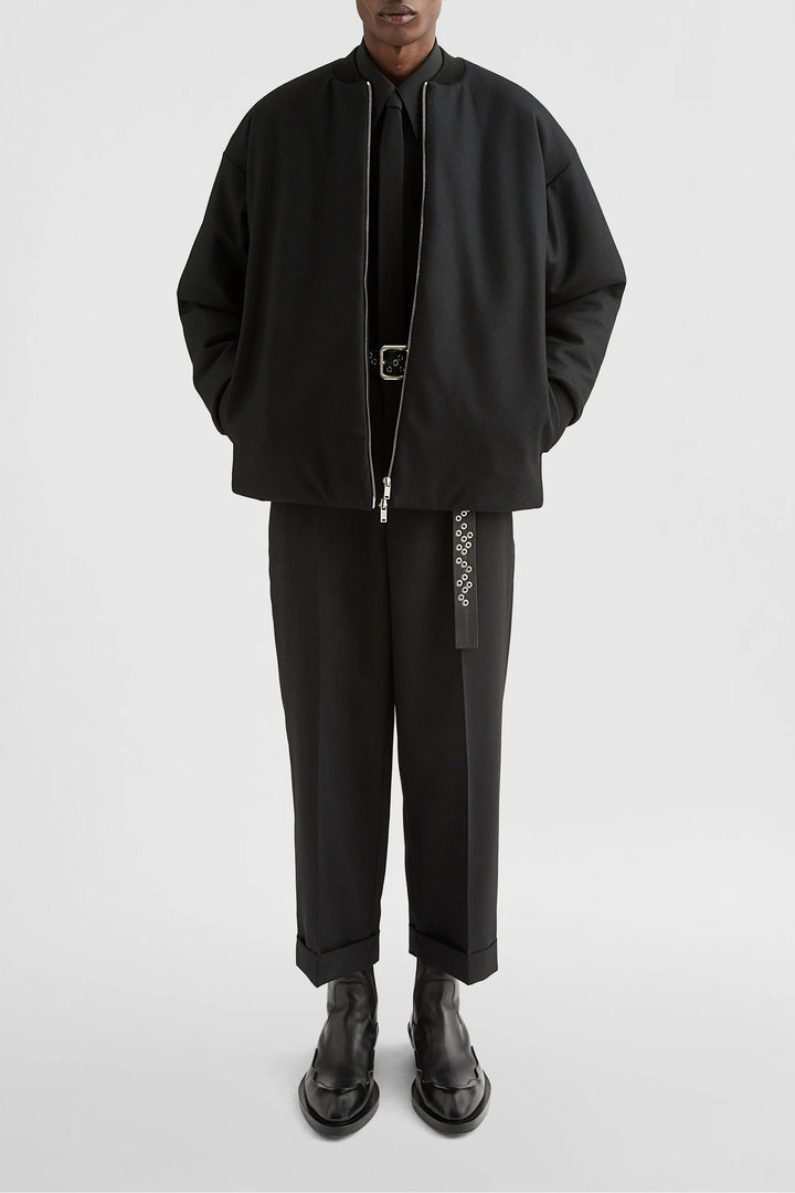 Wool Melton Padded Bomber Jacket