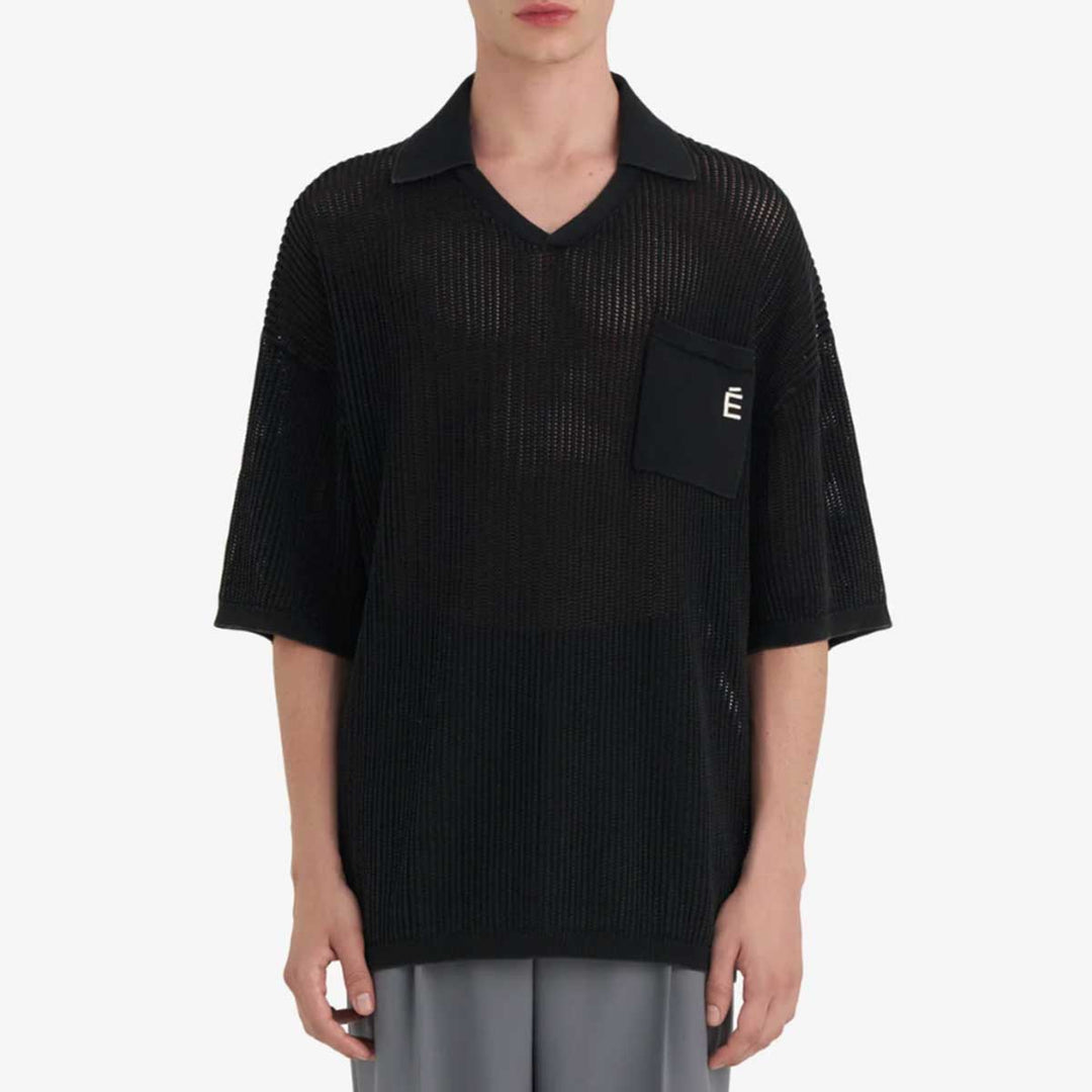 Knit polo sleeveless wash