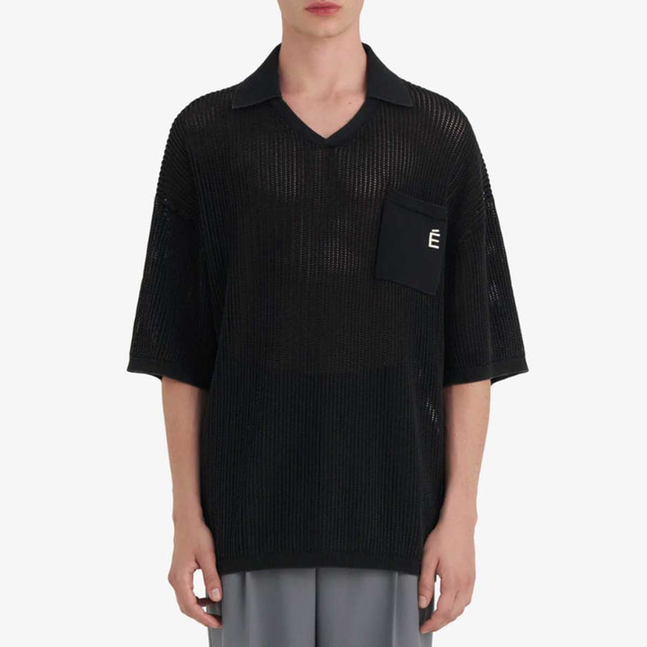 Knit polo sleeveless wash