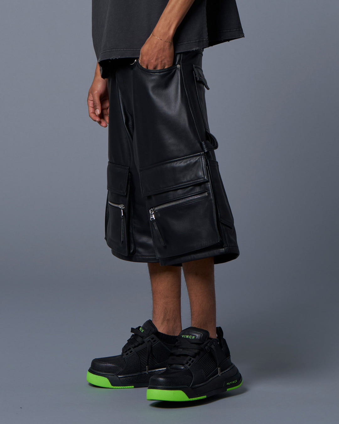 MLVINCE - LEATHER CARGO SHORTS