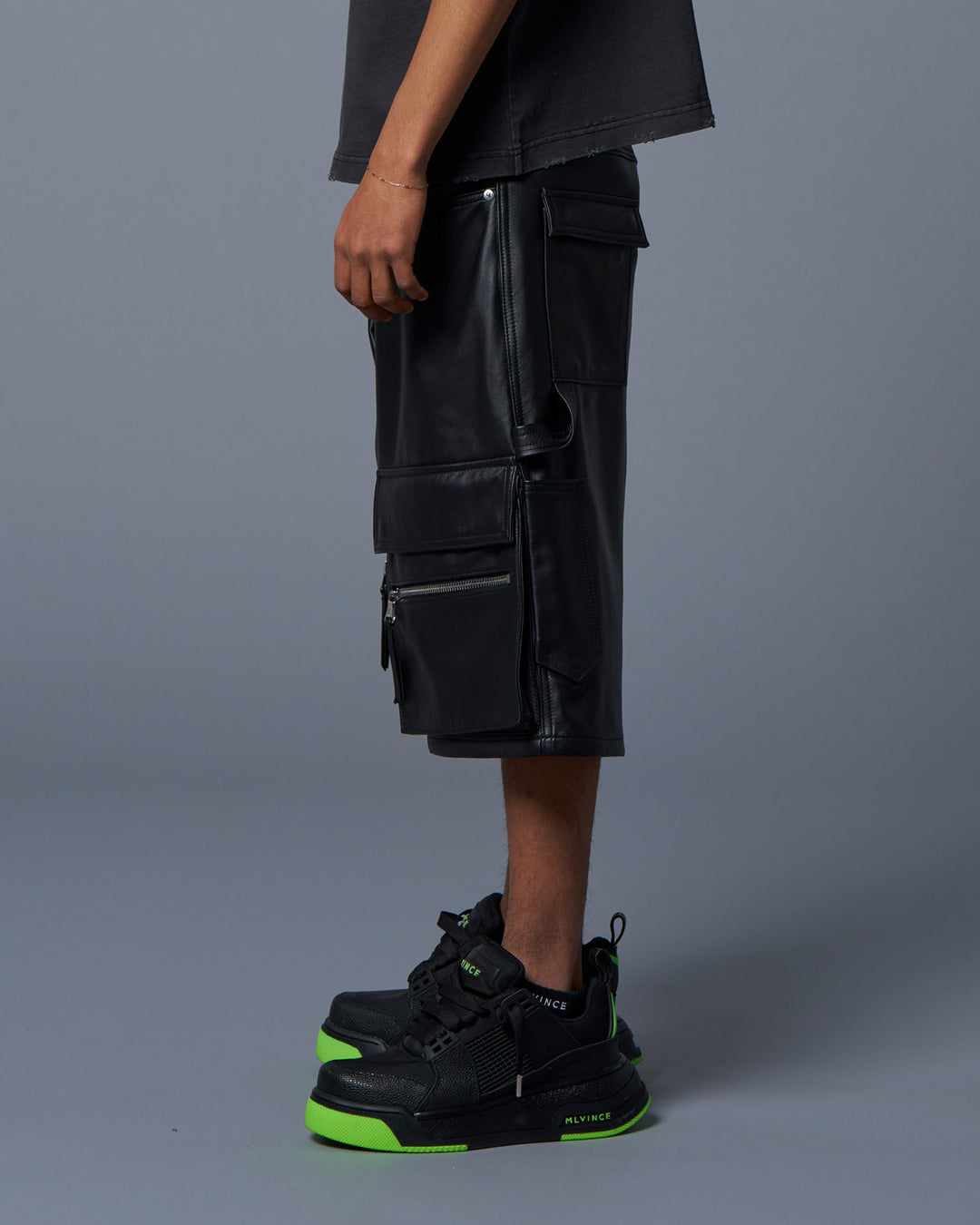 MLVINCE - LEATHER CARGO SHORTS