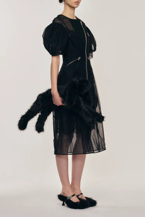 Simone Rocha - Sheer Sculpted Petal Sleeve Biker Dress