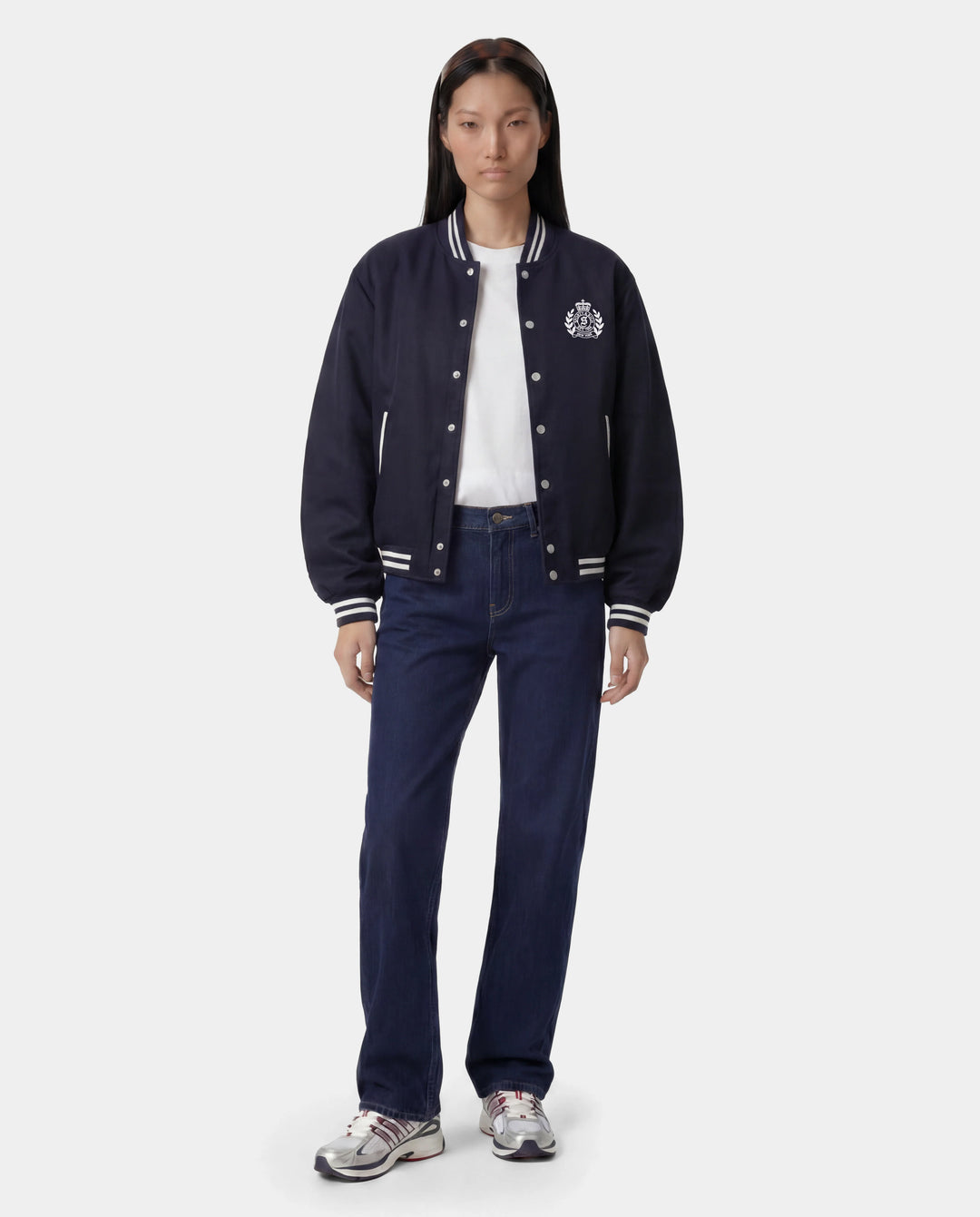H&W Crest Oversized Varsity Jacket
