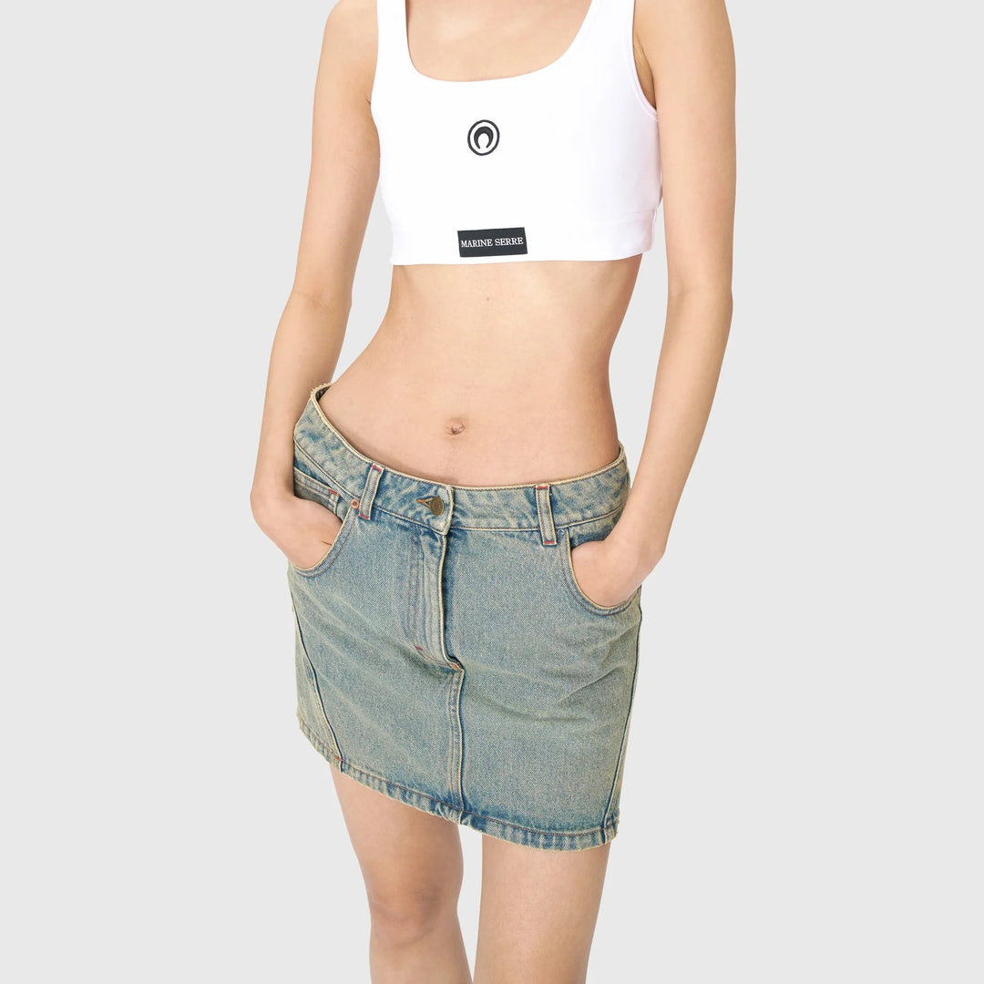 Moon Laser Denim Mini Skirt