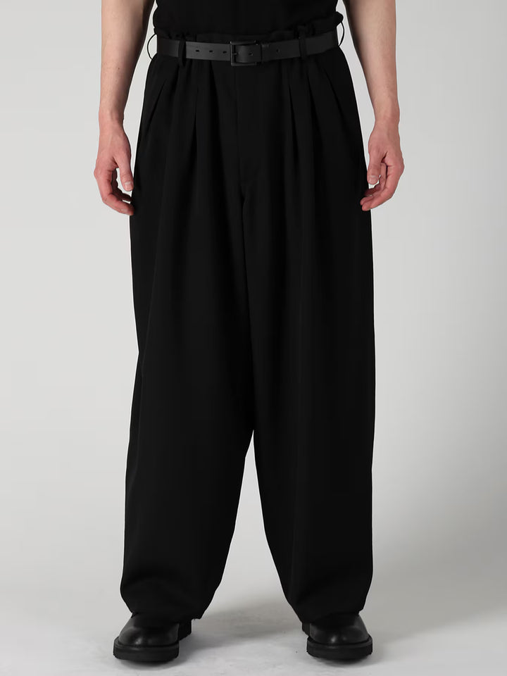 WOOL GABARDINE 12 TUCK PANTS
