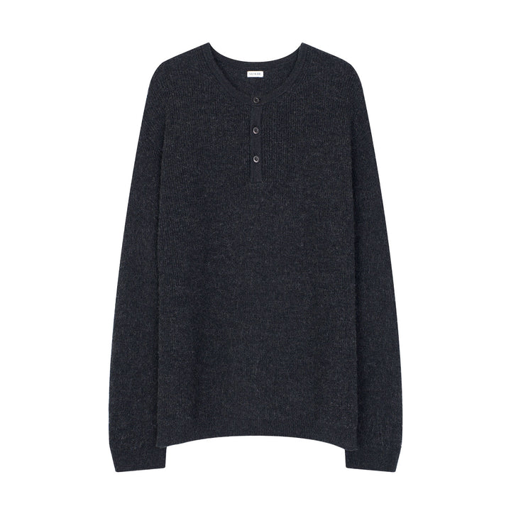 VUJADE - Midas Henley Knit Sweater in Suvin Cotton & Wool