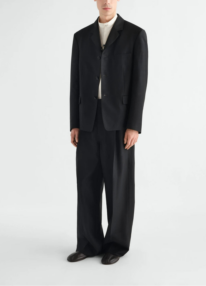 Wool and mohair cloth single-pleated tailored trousers