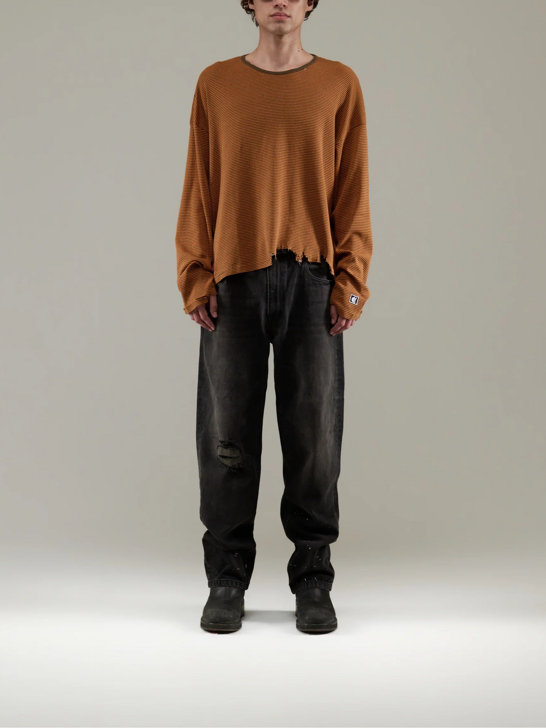 CONSEQUENCE STRIPED L/S KNITTED TEE