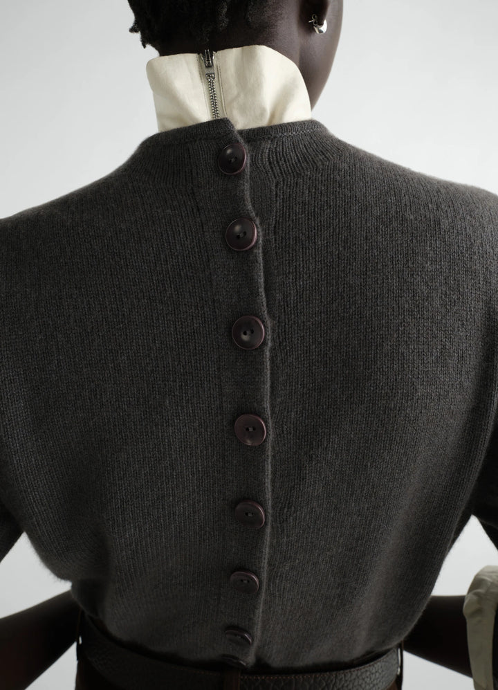 Cashmere Reversible Button Sweater