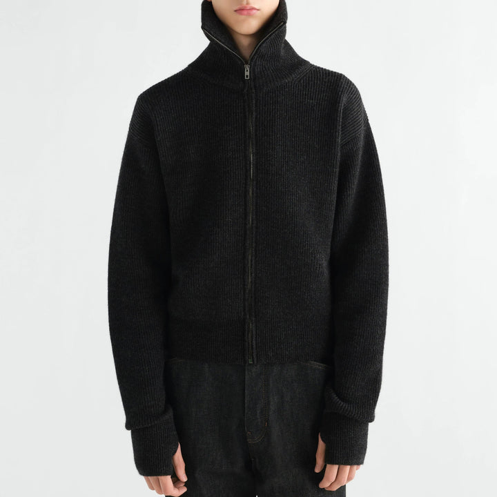 Virgin wool zip cardigan