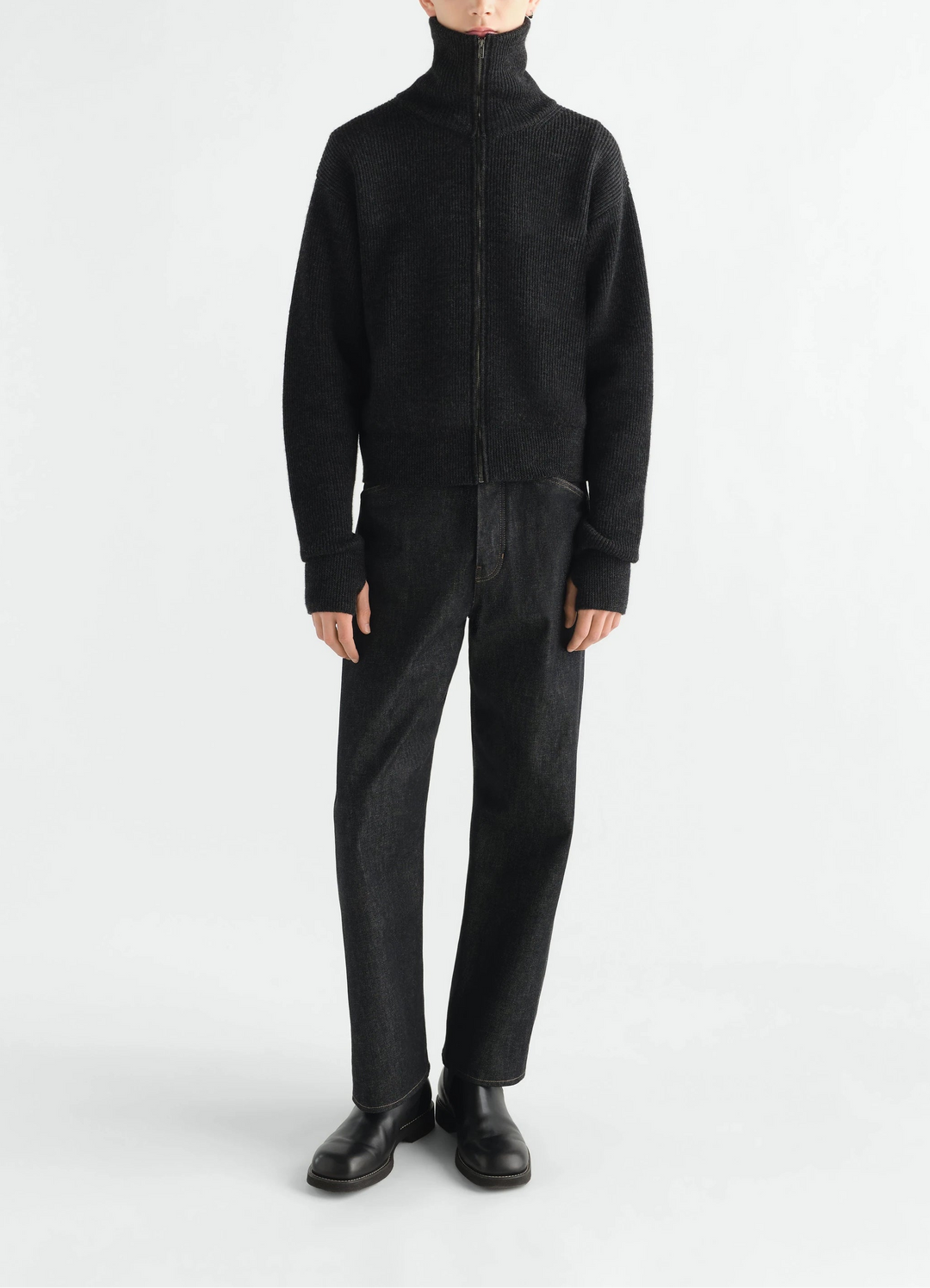 Virgin wool zip cardigan