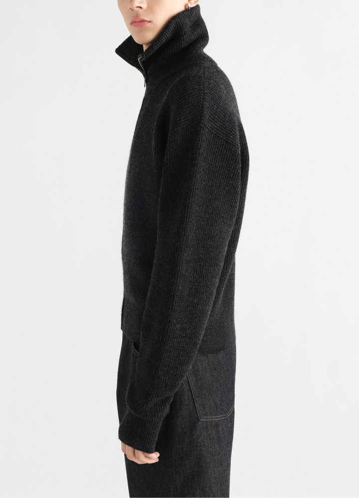 Virgin wool zip cardigan