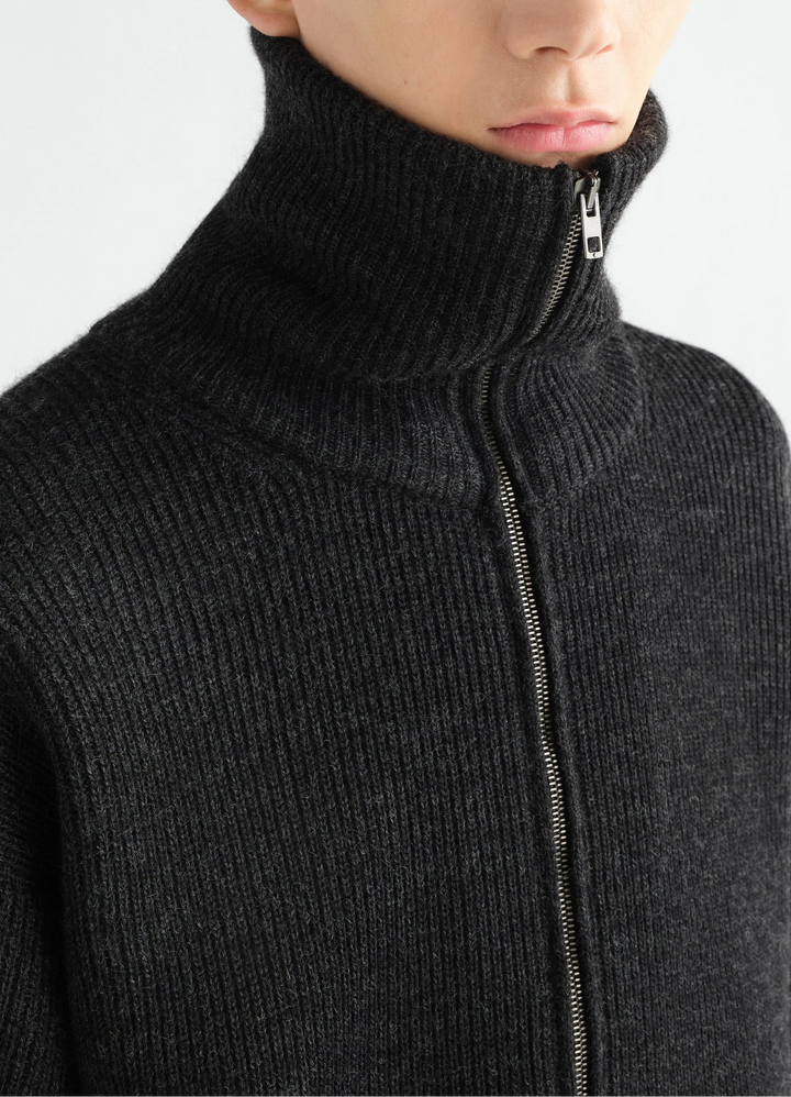 Virgin wool zip cardigan
