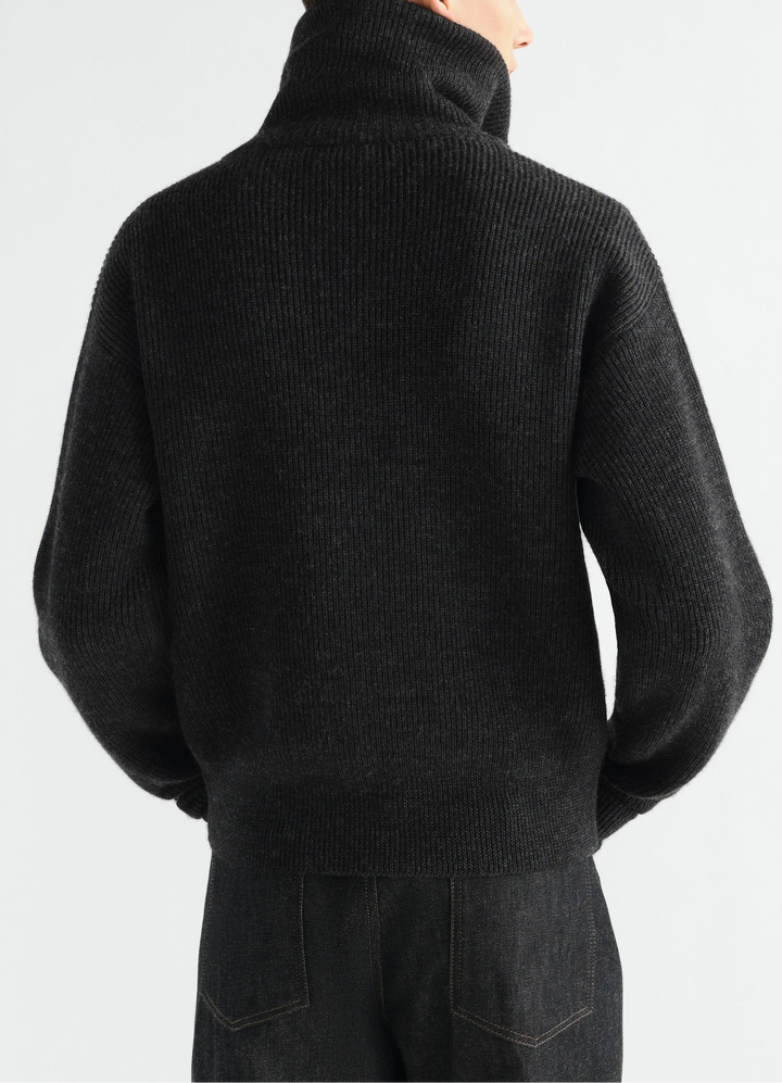 Virgin wool zip cardigan