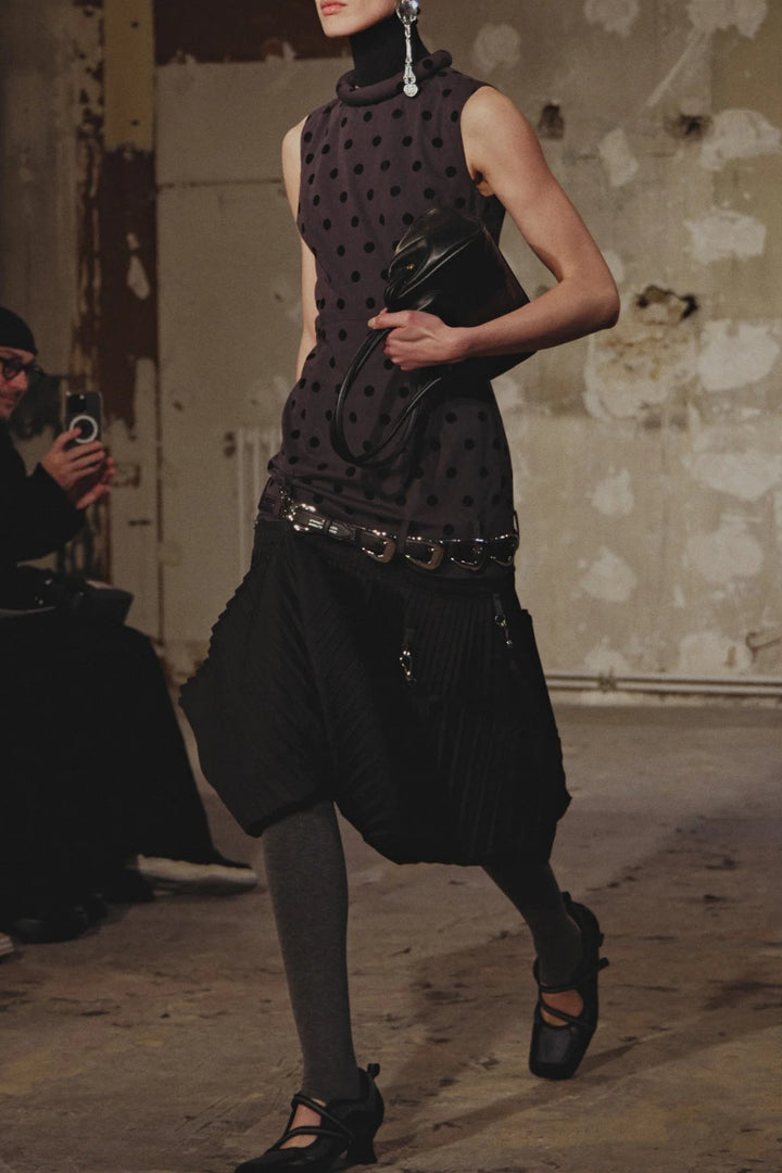 Rokh - PLEATED OVERTURN MIDI DRESS