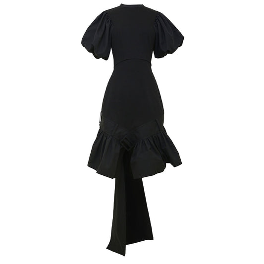 Rokh - BELTED HEM PUFF SLEEVE DRESS