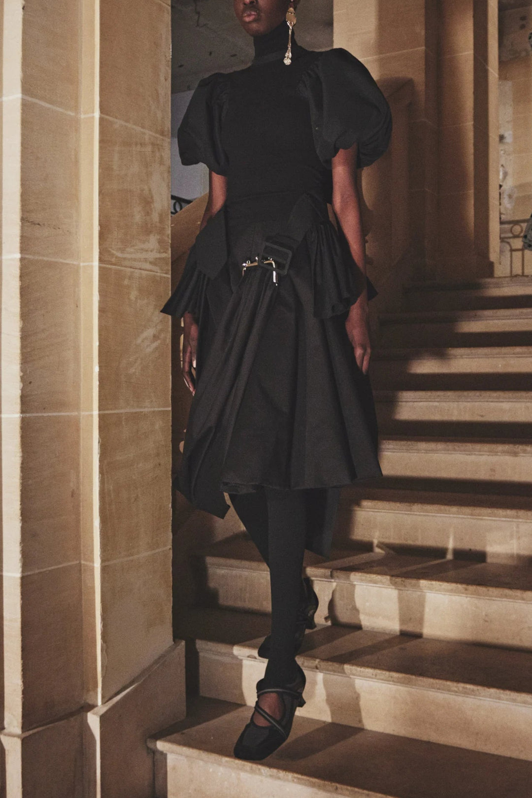 Rokh - BELTED HEM PUFF SLEEVE DRESS