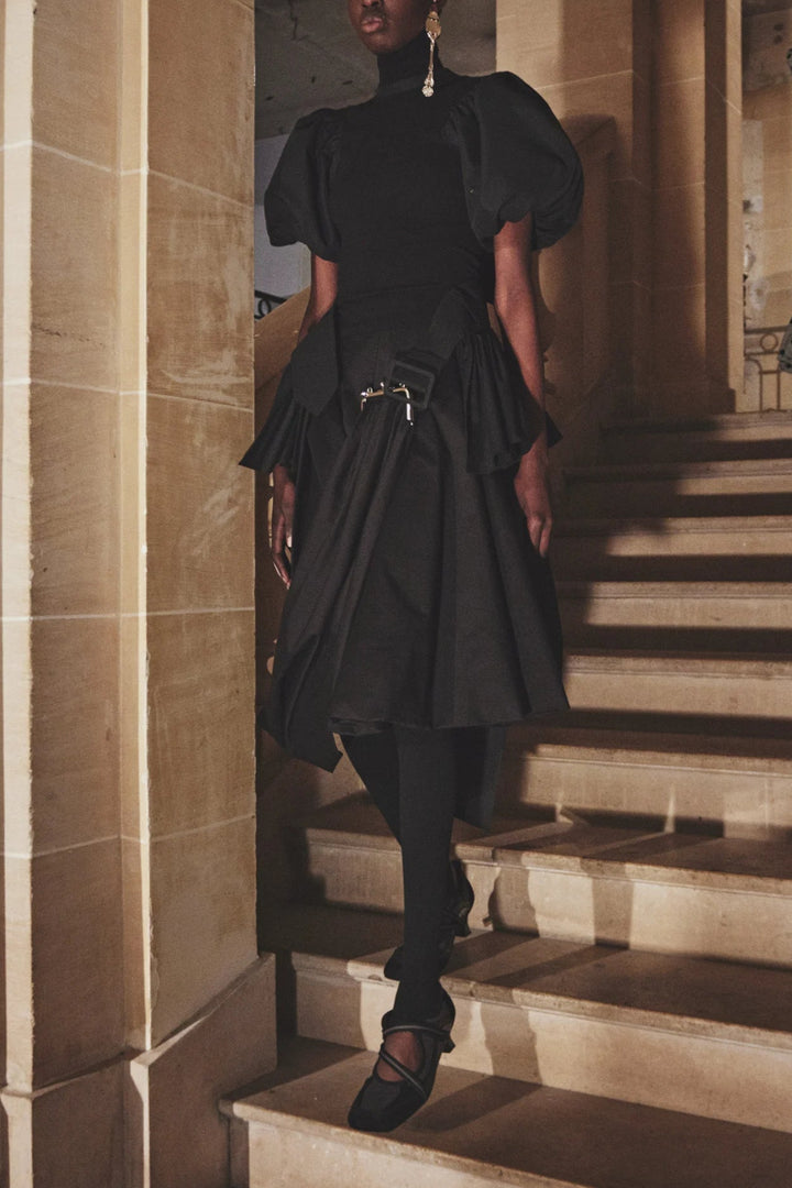 Rokh - BELTED HEM PUFF SLEEVE DRESS
