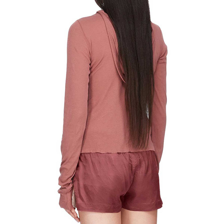 CROPPED HOODED RIB LS T