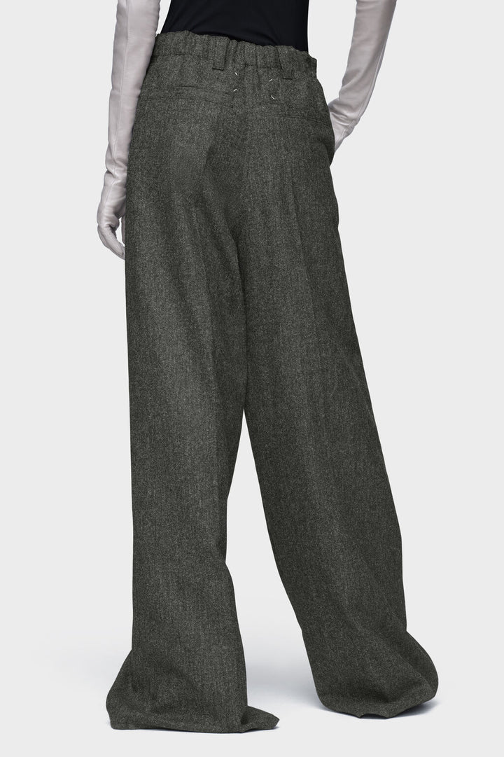 Wide leg wool trousers