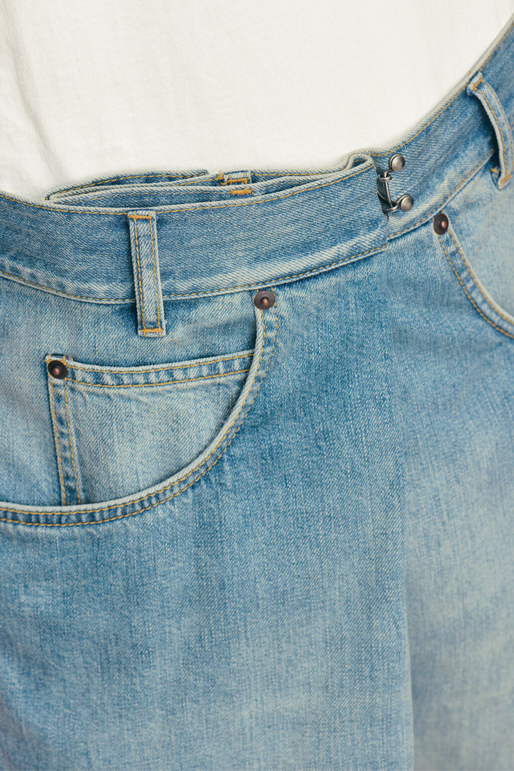 WRAP DENIM TROUSERS