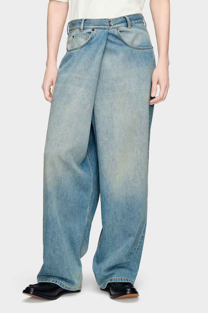 WRAP DENIM TROUSERS