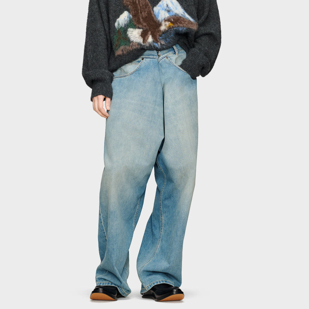 WRAP DENIM TROUSERS