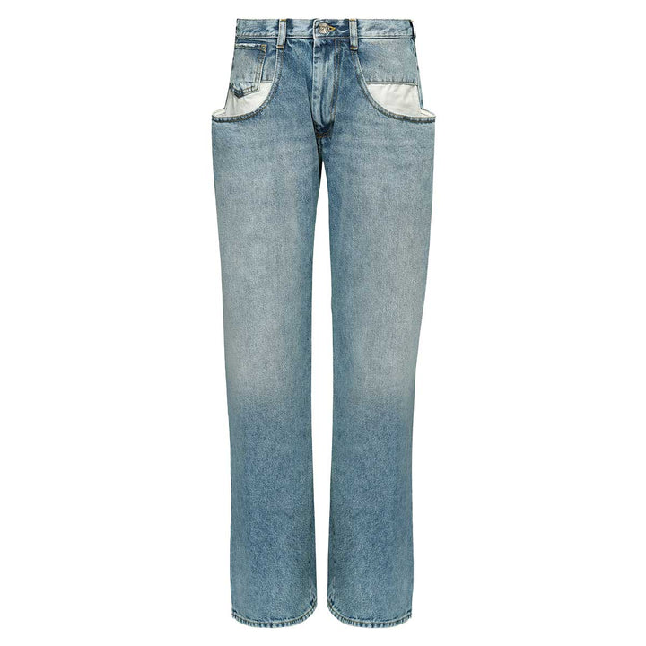 Straight-leg jeans with contrast pockets