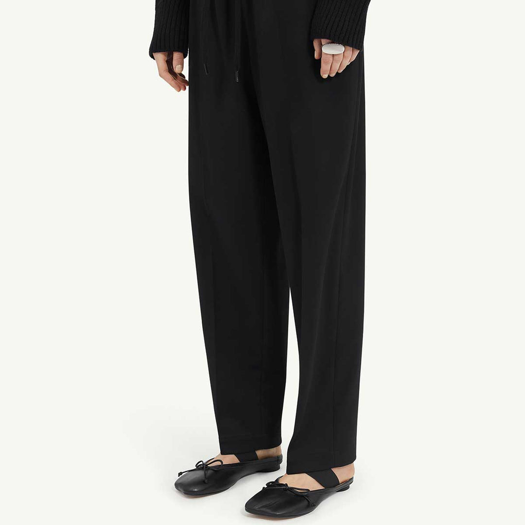 Drawstring tailored wool trousers