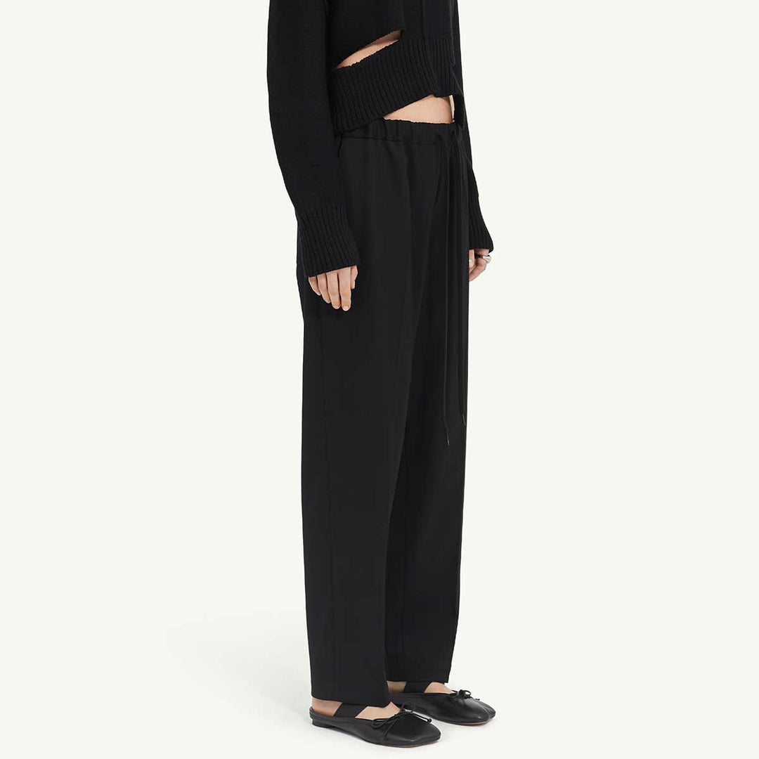 Drawstring tailored wool trousers