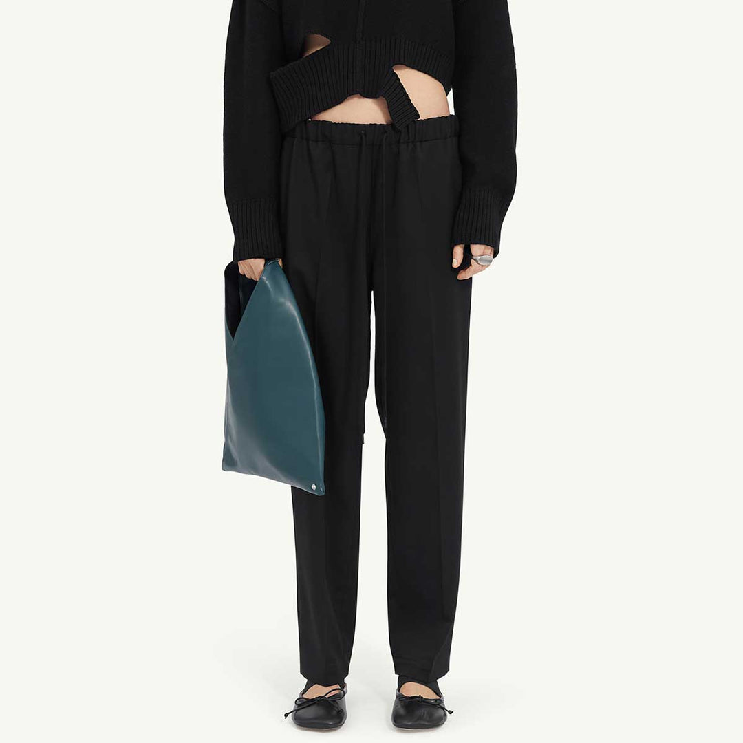Drawstring tailored wool trousers