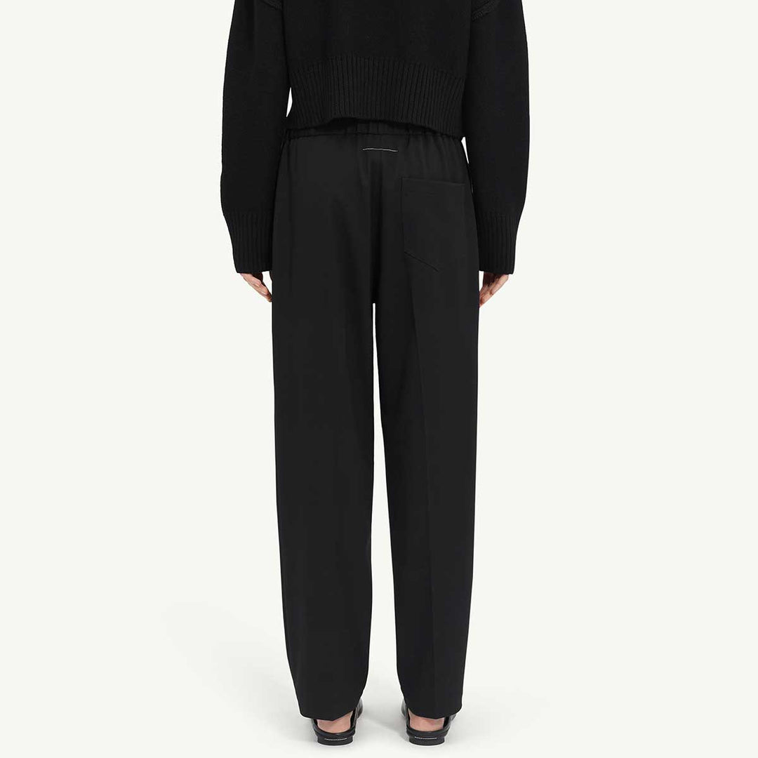 Drawstring tailored wool trousers