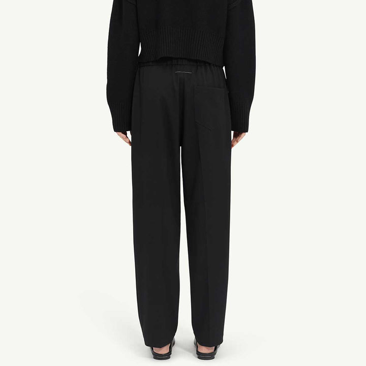 Drawstring tailored wool trousers