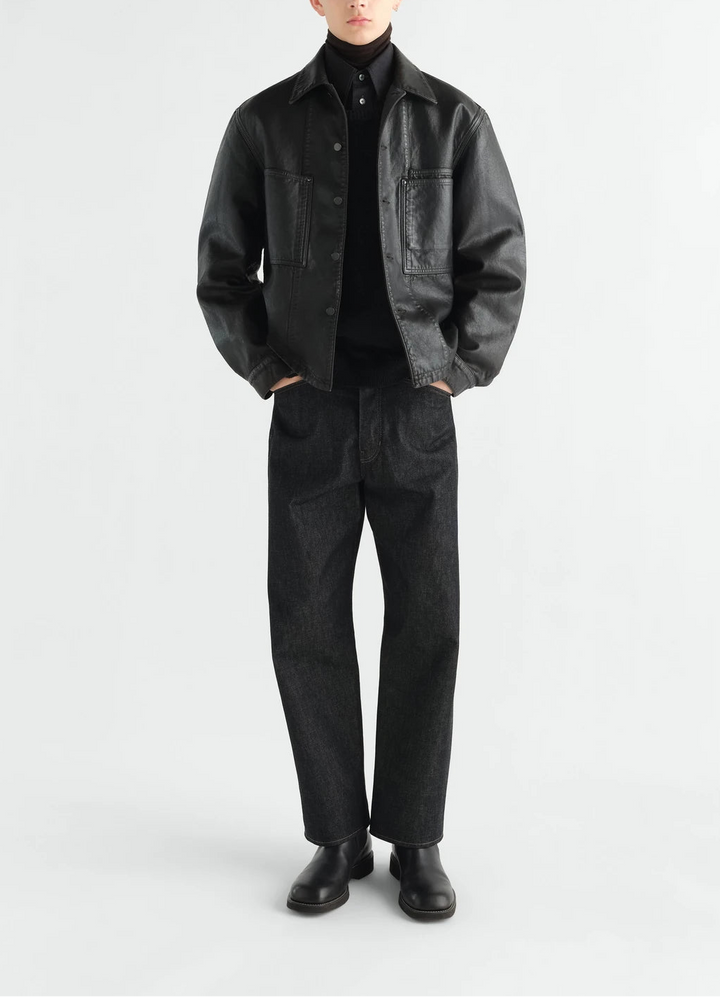 Coated denim workwear overshirt
