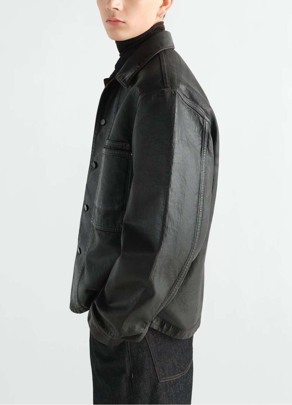 Coated denim workwear overshirt