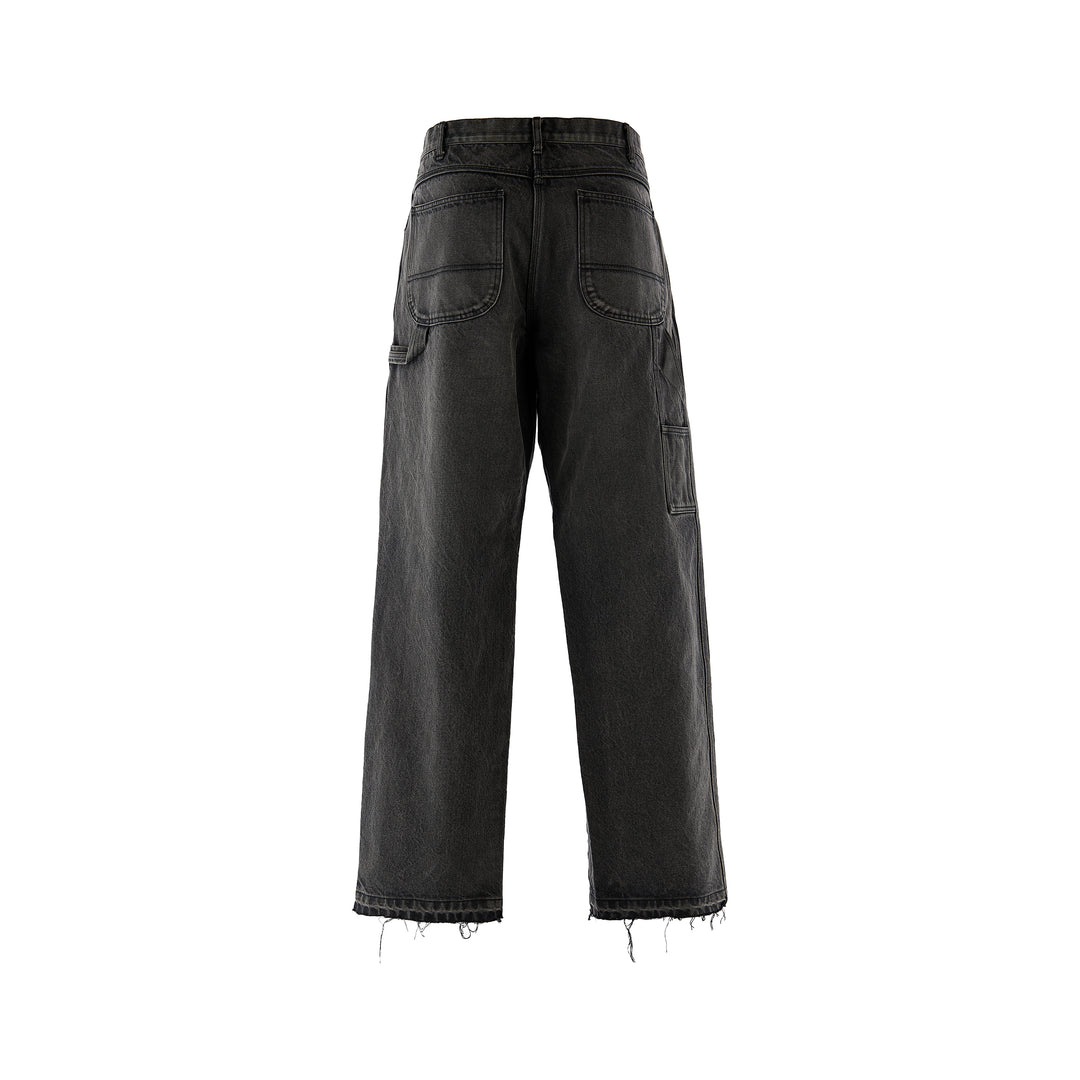 BLACK DENIM PAINTER PANTS