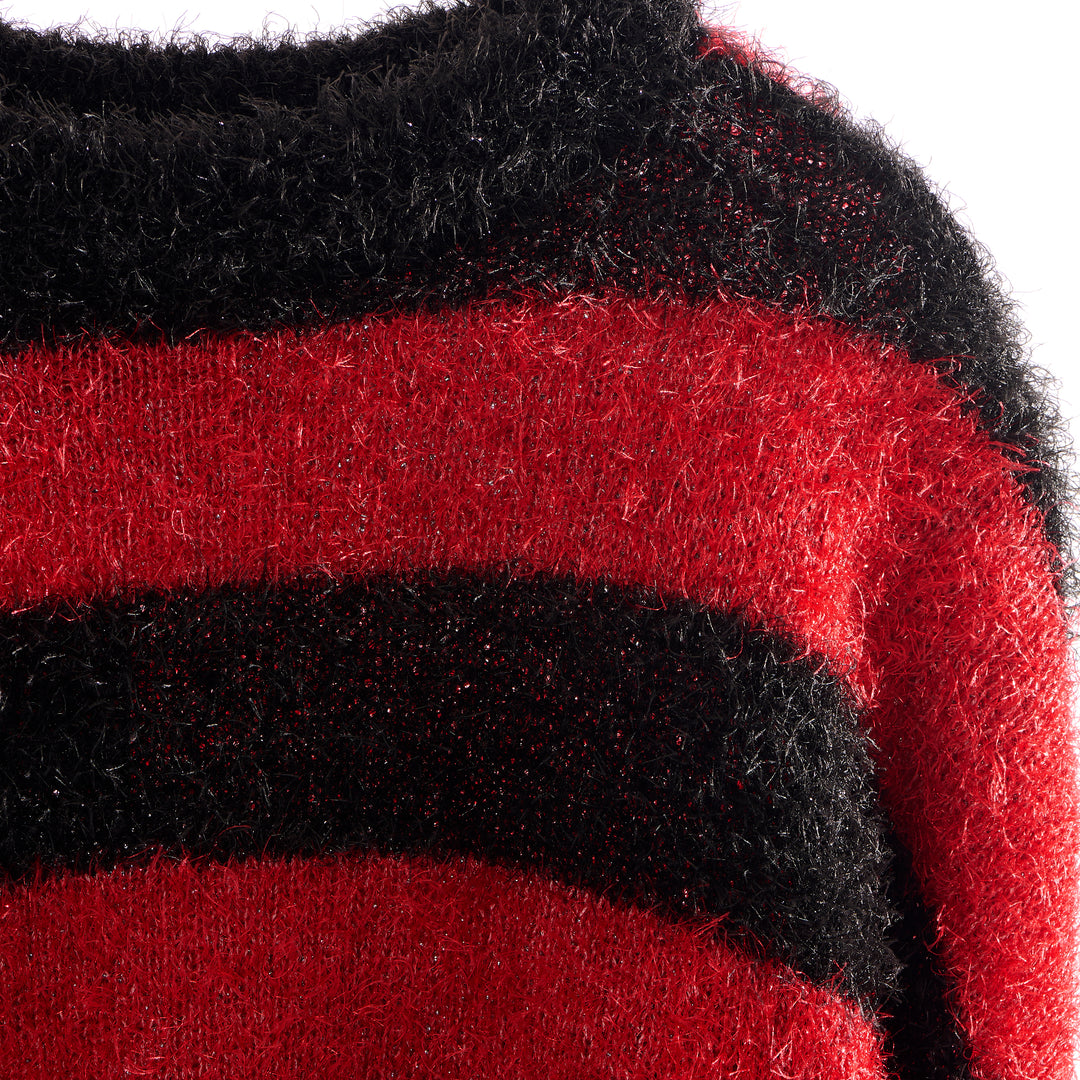 CREW NECK KNIT/GLITTER BORDER
