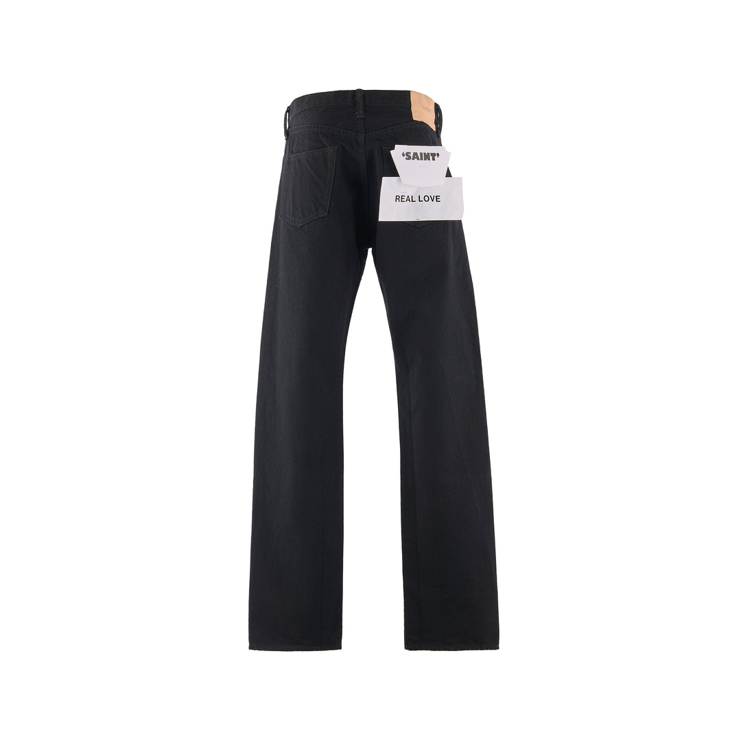 BLACK DENIM PANTS/STRAIGHT