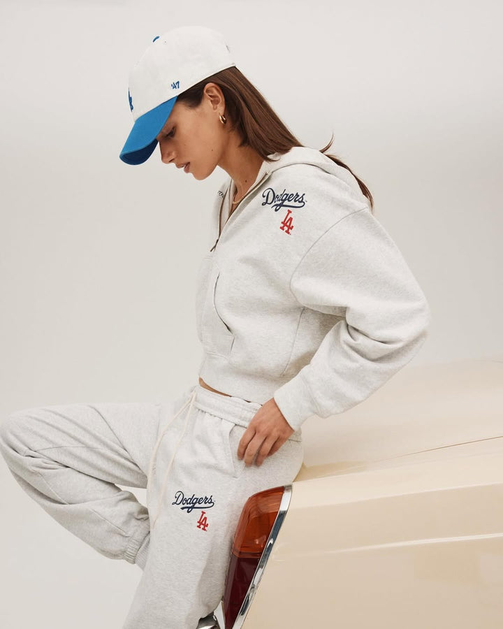 Dodgers Serif Crop Zip-Up Sweatshirt