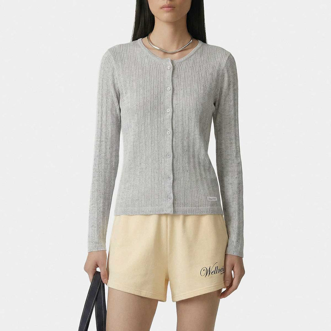 Signature Logo Pointelle Cardigan
