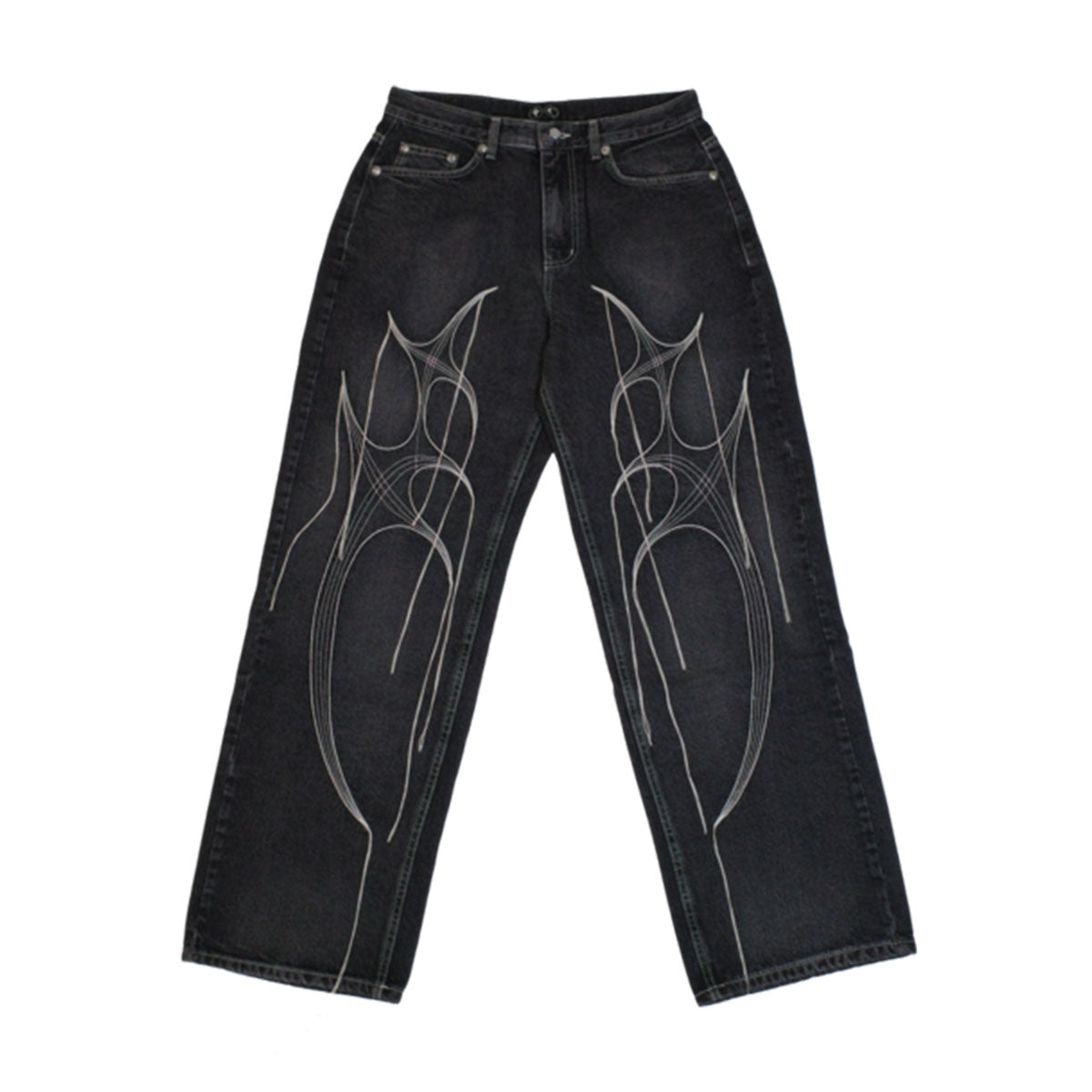 Tribal Tree Denim Pants – Why are you here?