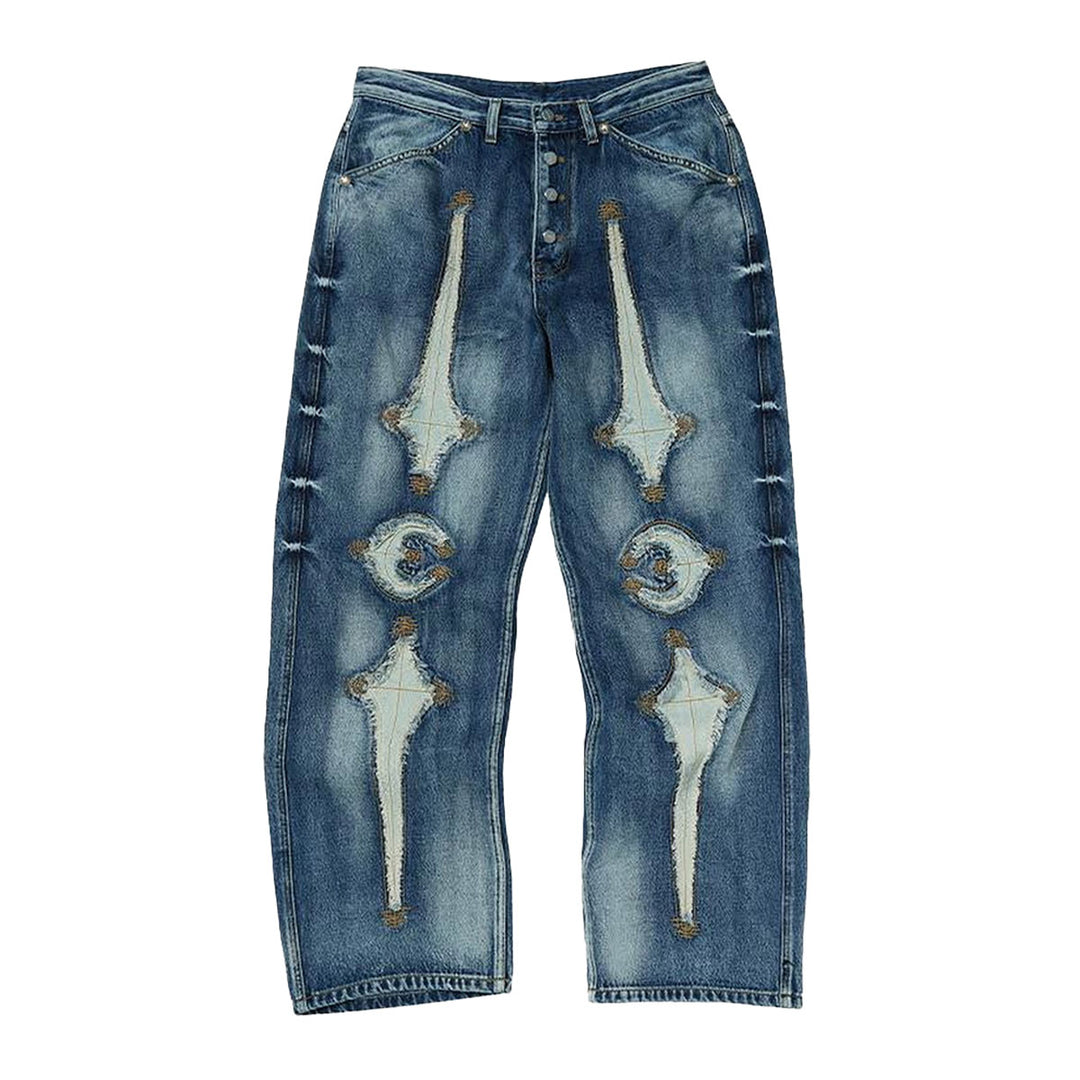 THUG CLUB - TC Bone Leather Denim Pants