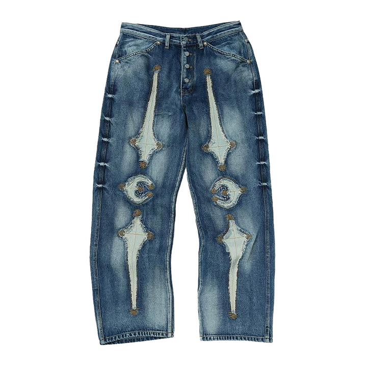 THUG CLUB - TC Bone Leather Denim Pants